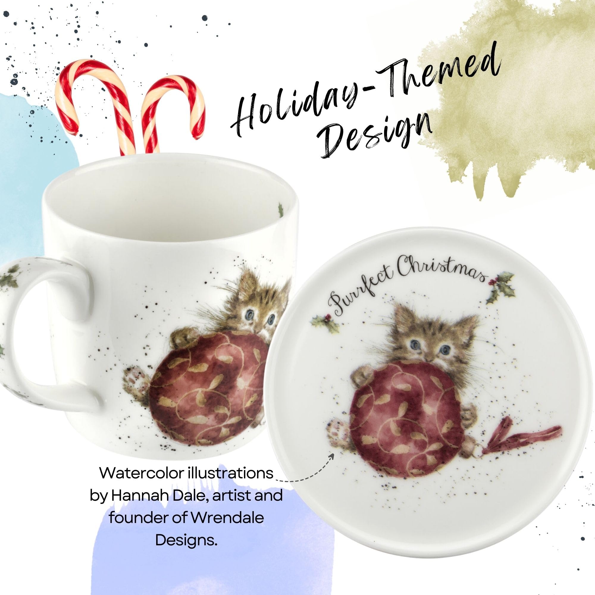 Amazon.com: Royal Worcester Purrfect Christmas Mug & Coaster Set